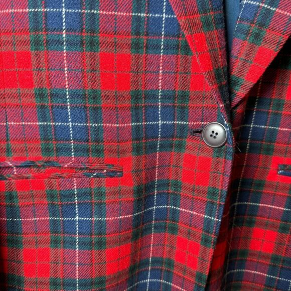 Vintage Pendleton Wool Blazer Womens 16 Red Tartan Plaid USA Made Preppy Holiday - Picture 3 of 16